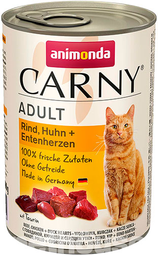 Animonda Carny для кошек, с говядиной, курицей и утиными сердечками
