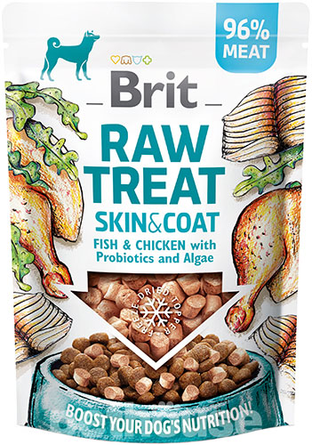 Brit Dog Raw Treat freeze-dried Skin and Coat Лакомства для здоровья кожи и шерсти у собак