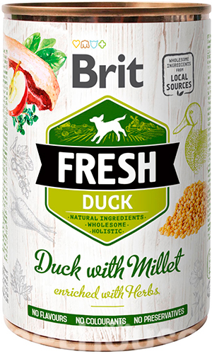 Brit Fresh Dog с уткой и пшеном для собак