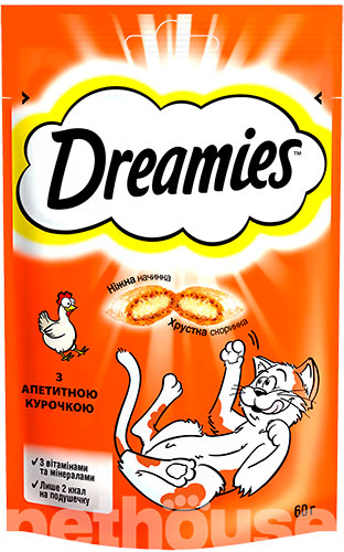 Dreamies Chicken Подушечки з куркою для котів