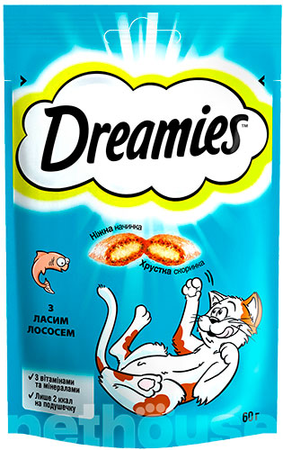 Dreamies Salmon Подушечки з лососем для котів
