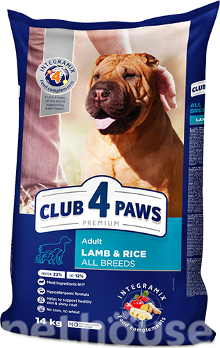 Клуб 4 лапы Premium с ягненком и рисом для собак всех пород