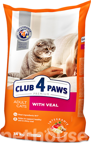 Клуб 4 лапы Premium с телятиной для взрослых кошек