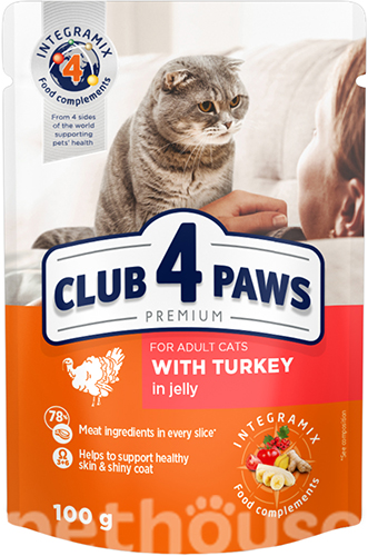 Клуб 4 лапы Premium с индейкой в желе для кошек