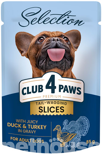 Клуб 4 лапы Premium Selection Кусочки с индейкой и уткой в соусе для взрослых собак