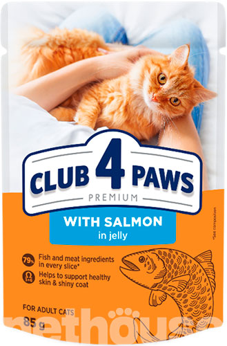 Клуб 4 лапы Premium Кусочки с лососем в желе для кошек