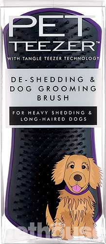 Pet Teezer De-shedding & Grooming Purple Grey Щетка для вычесывания собак, фото 5