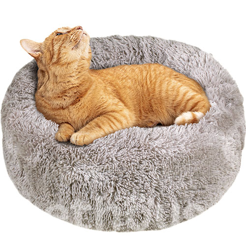 Red Point Donut Меховый лежак с подушкой для кошек и собак, серый, фото 5