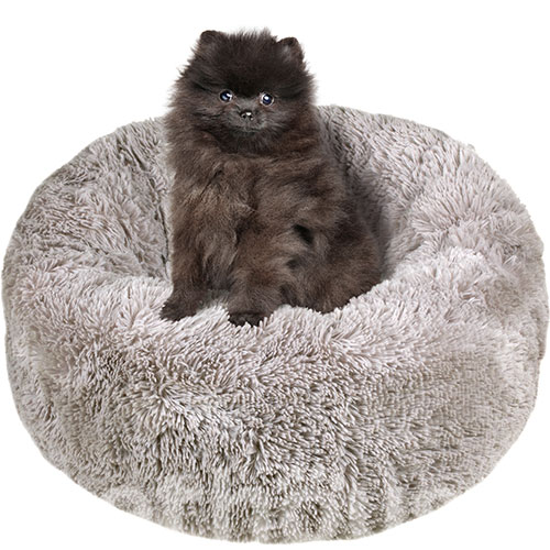 Red Point Donut Меховый лежак с подушкой для кошек и собак, серый, фото 6