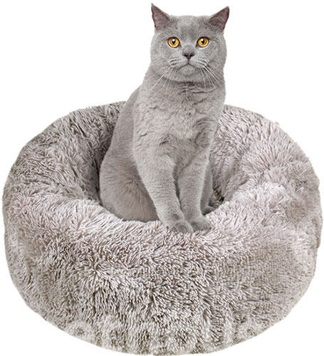 Red Point Donut Меховый лежак с подушкой для кошек и собак, серый, фото 7