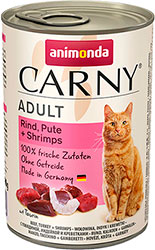 Animonda Carny для котів, з яловичиною, індичкою та креветками