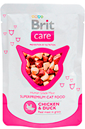 Brit Care Кусочки с курицей и уткой в соусе для кошек, пауч
