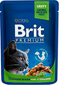 Brit Premium Шматочки з куркою для стерилізованих котів