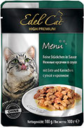 Edel Cat Кусочки с уткой и кроликом в соусе для кошек, пауч