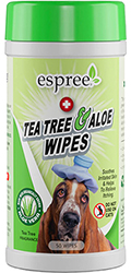 Espree Tea Tree and Aloe Wipes Вологі серветки з олією чайного дерева для шерсті собак