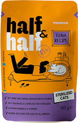 Half&Half Sterilized Cats Шматочки з тунцем у соусі для стерилізованих котів, пауч