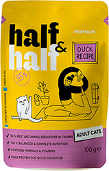 Half&Half Adult Cats Шматочки з качкою у соусі для дорослих котів, пауч