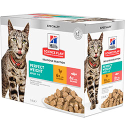 Hill's SP Feline Adult Perfect Weight Combipack Chicken & Salmon Pouches