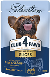 Клуб 4 лапы Premium Selection Кусочки с говядиной и овощами в соусе для взрослых собак