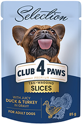 Клуб 4 лапы Premium Selection Кусочки с индейкой и уткой в соусе для взрослых собак