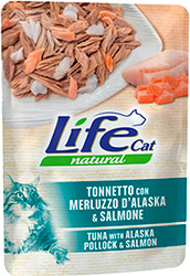 LifeCat Тунец с треской и лососем в желе для кошек, пауч