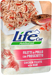 LifeCat Філе курки з шинкою в желе для котів, пауч