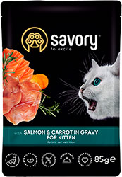 Savory Kitten Pouch with Salmon & Carrot in Gravy
