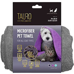 Tauro Pro Line Полотенце для кошек и собак из микрофибры, серое
