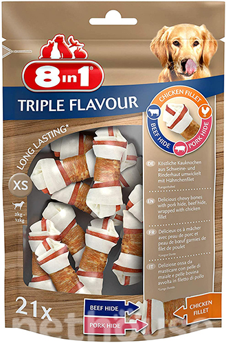 8in1 Косточки с тремя вкусами для собак, XS