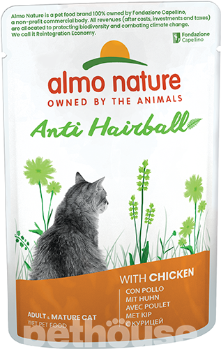 Almo Nature Holistic Functional Cat Anti Hairball с курицей для кошек, пауч