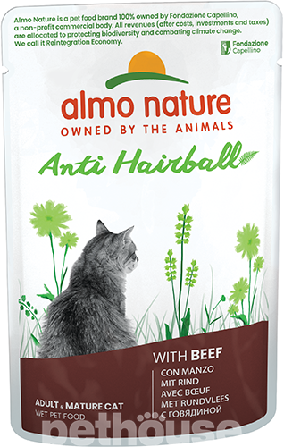 Almo Nature Holistic Functional Cat Anti Hairball с говядиной для кошек, пауч