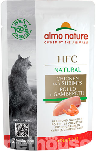 Almo Nature HFC Cat Natural с курицей и креветками для кошек, пауч