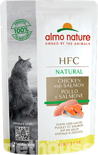 Almo Nature HFC Cat Natural з куркою та лососем для котів, пауч