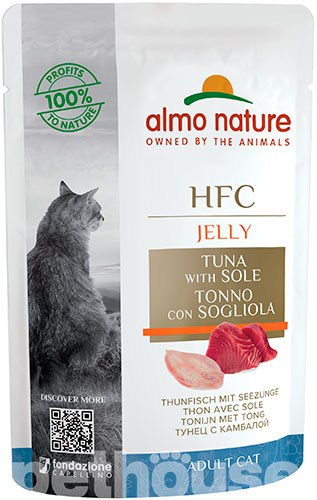Almo Nature HFC Cat Jelly з тунцем і камбалою для котів, пауч