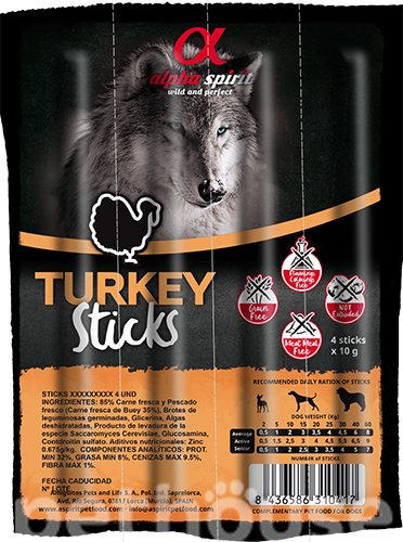 Alpha Spirit Turkey Sticks Палочки с индейкой для собак