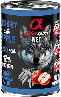 Alpha Spirit Dog Adult Anchovy with Red Apple Cans