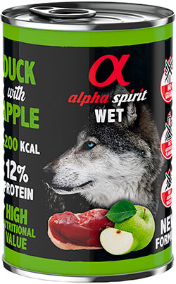 Alpha Spirit Dog Adult Duck with Green Apple Cans