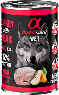 Alpha Spirit Dog Adult Turkey with Pear Cans