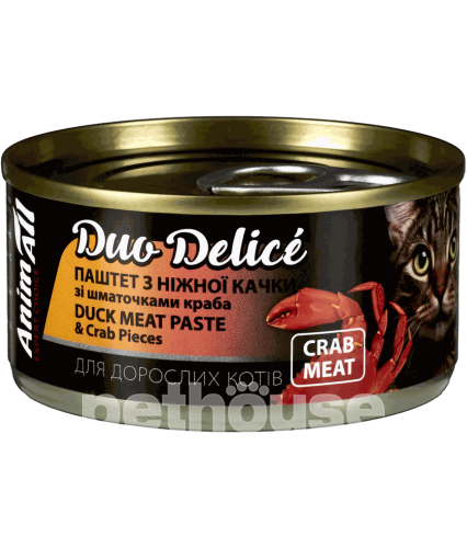 AnimAll Duo Delice Паштет из утки и с кусочками краба для кошек