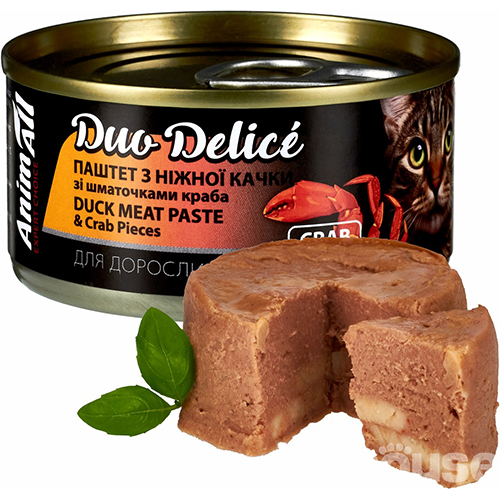 AnimAll Duo Delice Паштет из утки и с кусочками краба для кошек