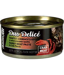 AnimAll Duo Delice Паштет з кролика та зі шматочками краба для котів