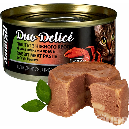AnimAll Duo Delice Паштет из кролика и с кусочками краба для кошек