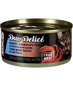 AnimAll Duo Delice Паштет з тунцем та шматочками краба для котів