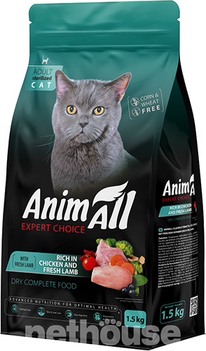 AnimAll з куркою та свіжим ягням  для стерилізованих котів