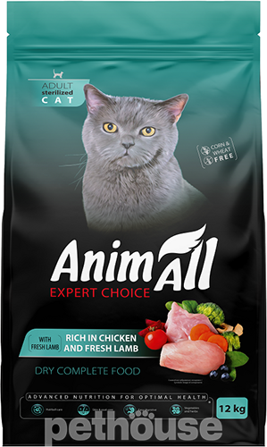 AnimAll з куркою та свіжим ягням  для стерилізованих котів