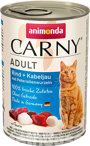 Animonda Carny для кошек, с говядиной, треской и корнем петрушки