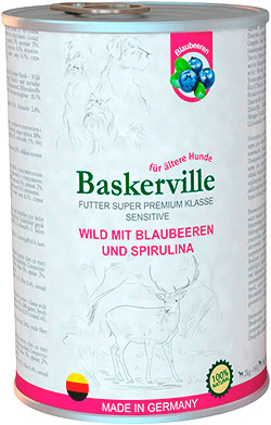 Baskerville Sensitive Оленина с черникой и спирулиной для собак