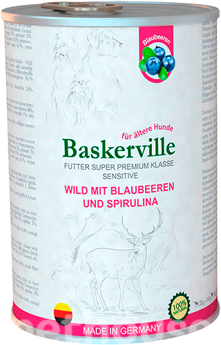 Baskerville Sensitive Оленина с черникой и спирулиной для собак