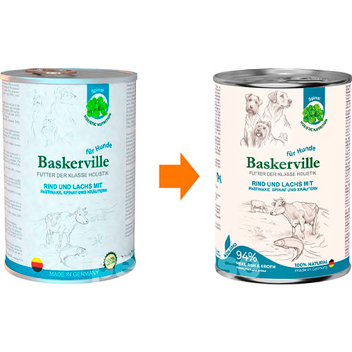 Baskerville Holistic Яловичина та лосось з пастернаком, шпинатом та зеленню для собак