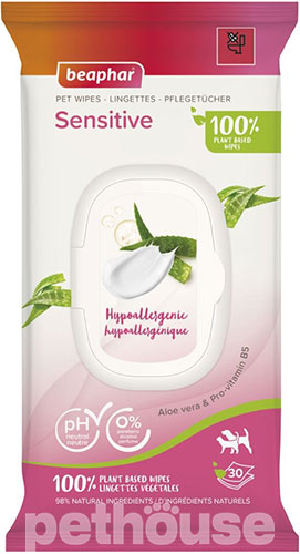 Beaphar Pet Wipes Sensitive Вологі серветки для чутливої шкіри у собак і котів